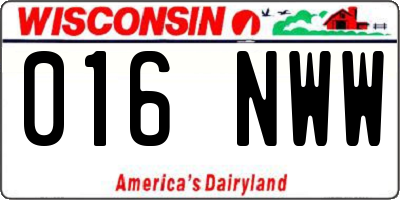 WI license plate 016NWW