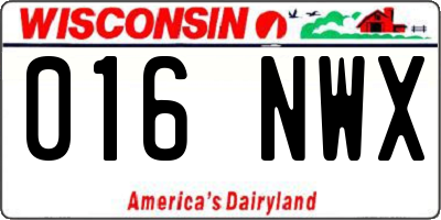 WI license plate 016NWX