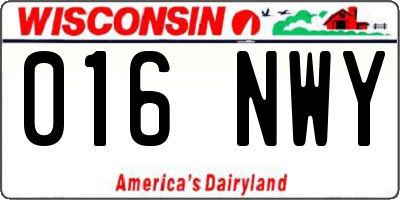 WI license plate 016NWY