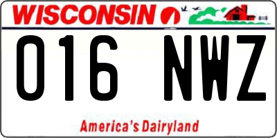 WI license plate 016NWZ
