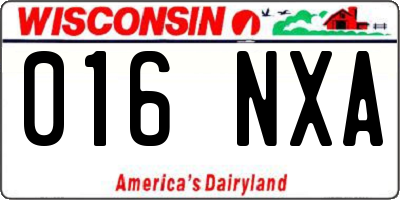 WI license plate 016NXA