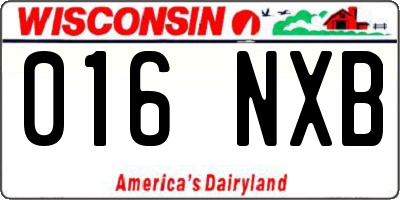 WI license plate 016NXB