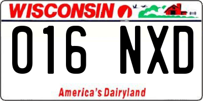 WI license plate 016NXD