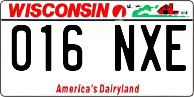 WI license plate 016NXE