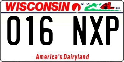 WI license plate 016NXP