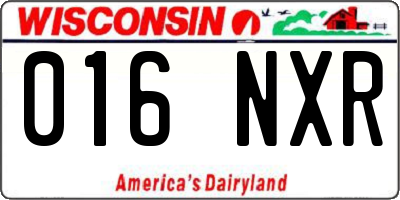 WI license plate 016NXR
