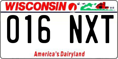 WI license plate 016NXT