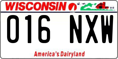 WI license plate 016NXW