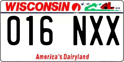 WI license plate 016NXX