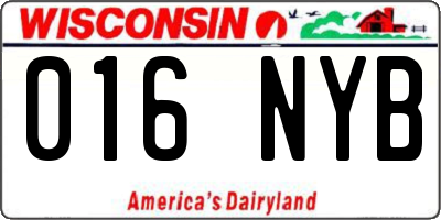 WI license plate 016NYB
