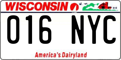 WI license plate 016NYC