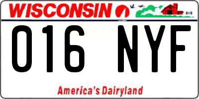 WI license plate 016NYF