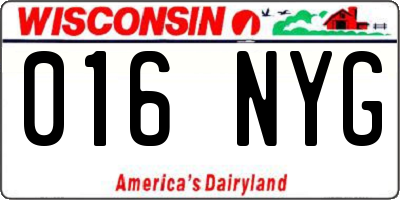 WI license plate 016NYG
