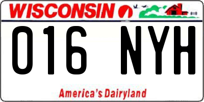 WI license plate 016NYH