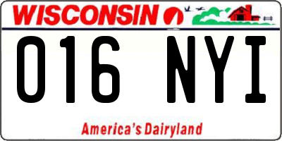 WI license plate 016NYI