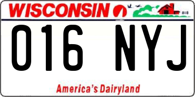 WI license plate 016NYJ