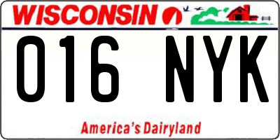WI license plate 016NYK