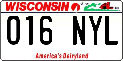 WI license plate 016NYL