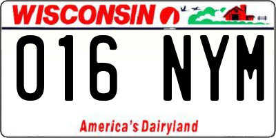 WI license plate 016NYM