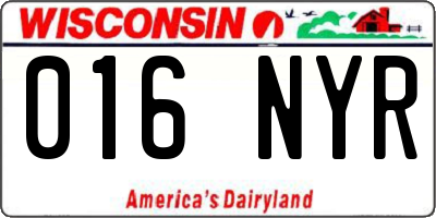WI license plate 016NYR