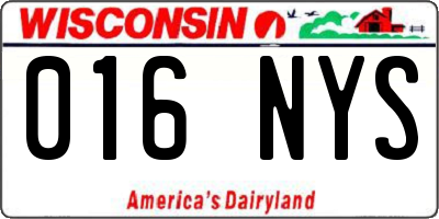 WI license plate 016NYS