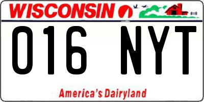 WI license plate 016NYT