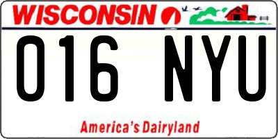WI license plate 016NYU