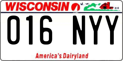 WI license plate 016NYY