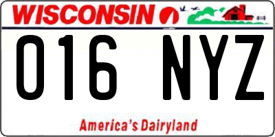 WI license plate 016NYZ