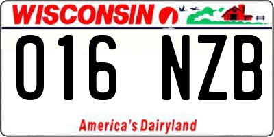 WI license plate 016NZB