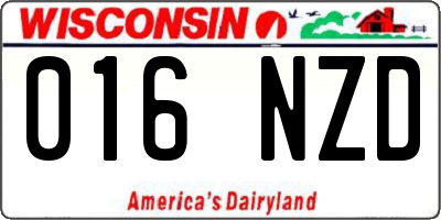 WI license plate 016NZD