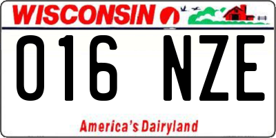 WI license plate 016NZE