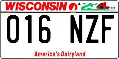 WI license plate 016NZF