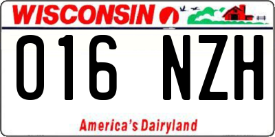 WI license plate 016NZH