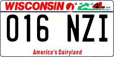 WI license plate 016NZI