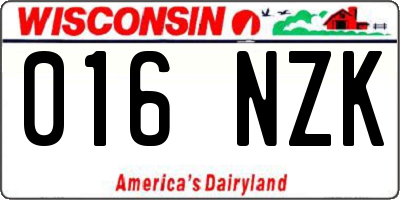 WI license plate 016NZK