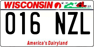 WI license plate 016NZL