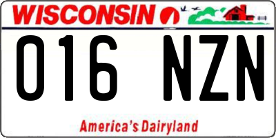 WI license plate 016NZN