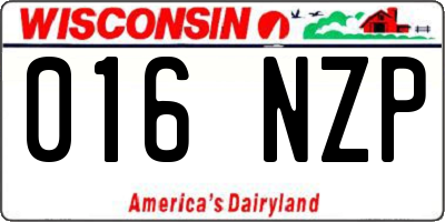 WI license plate 016NZP