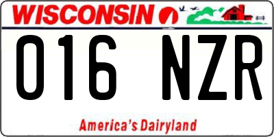 WI license plate 016NZR