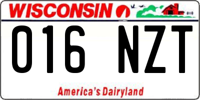 WI license plate 016NZT