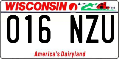 WI license plate 016NZU