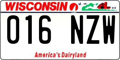 WI license plate 016NZW