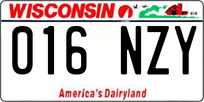WI license plate 016NZY