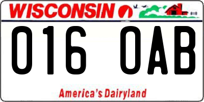 WI license plate 016OAB