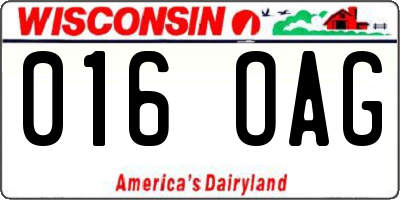 WI license plate 016OAG