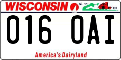 WI license plate 016OAI