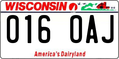 WI license plate 016OAJ