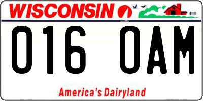 WI license plate 016OAM