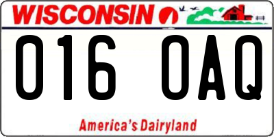 WI license plate 016OAQ